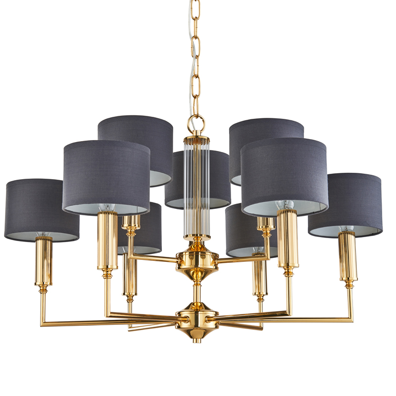 Люстра Laurent Chandelier grey 71 Глянцевое золото Серый Прозрачный в Екатеринбурге | Loft Concept 