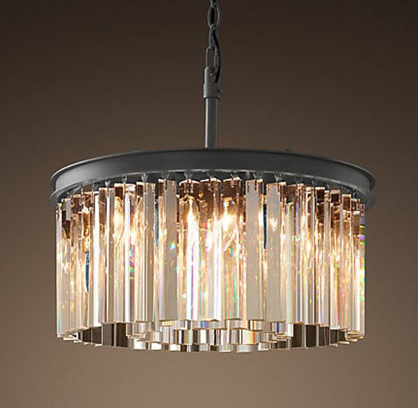 Люстра RH Rhys Clear Glass Prism Round Chandelier 40 Черный в Екатеринбурге | Loft Concept 