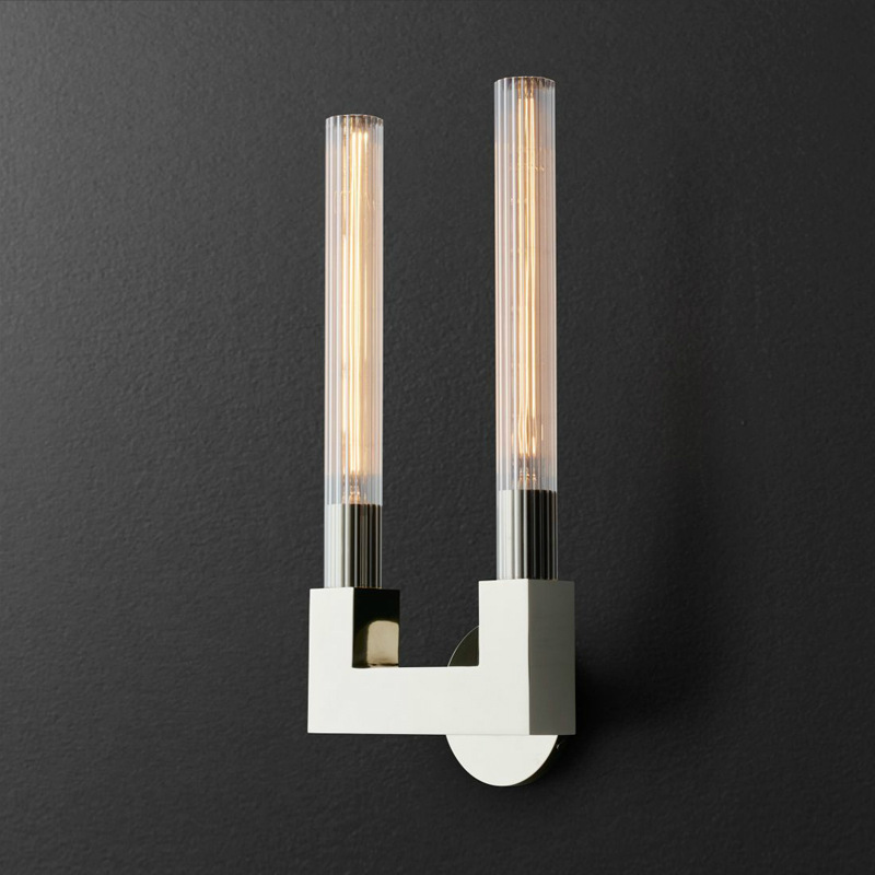 Бра RH CANNELLE wall lamp DOUBLE Sconces Chrome Хром Прозрачное Стекло в Екатеринбурге | Loft Concept 