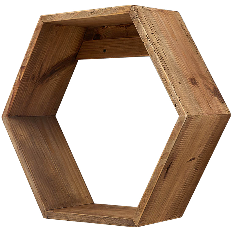 Деревянная полка в виде шестиугольника Wood Honeycomb Shelf Коричневый в Екатеринбурге | Loft Concept 