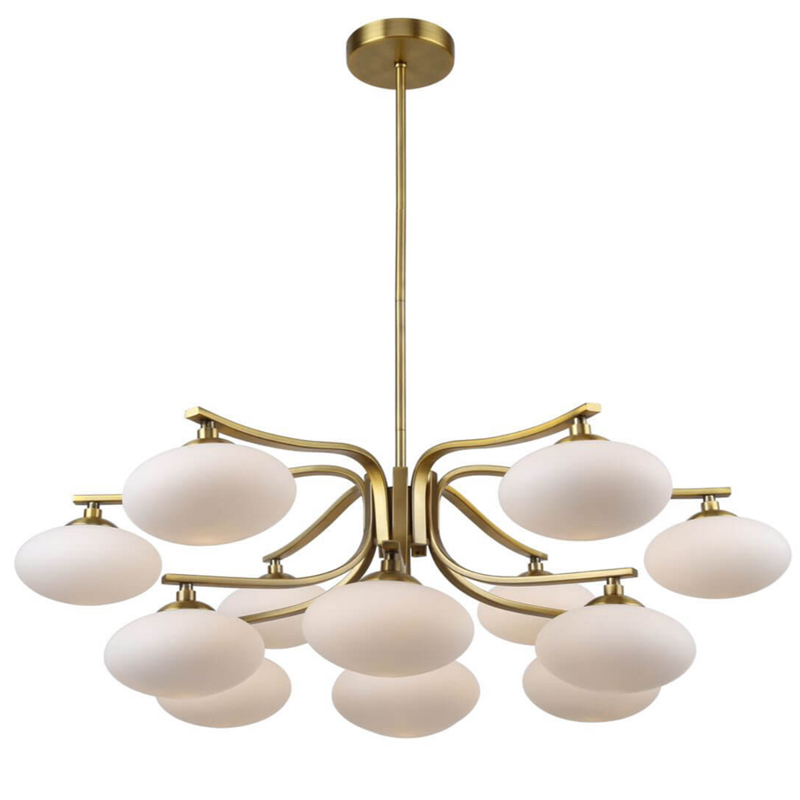 Oval Balls Mushrooms Chandelier 13 Brass Латунь Прозрачный белый в Екатеринбурге | Loft Concept 