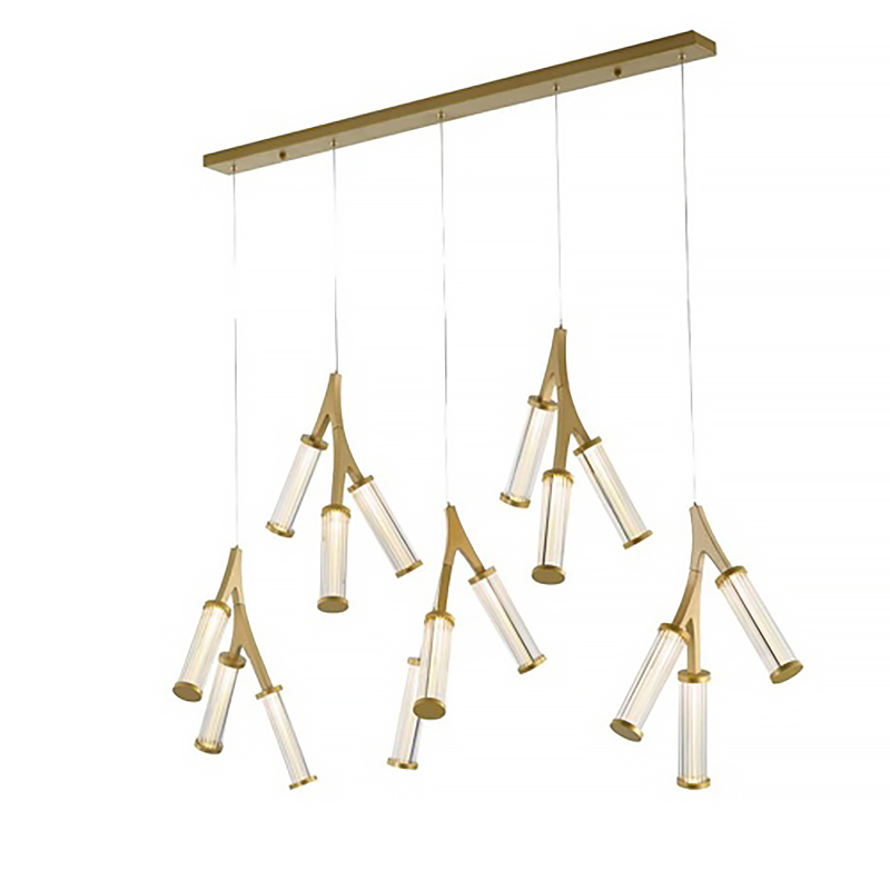 Люстра Cylinder Branches Chandelier Gold 15 Золотой Прозрачный в Екатеринбурге | Loft Concept 