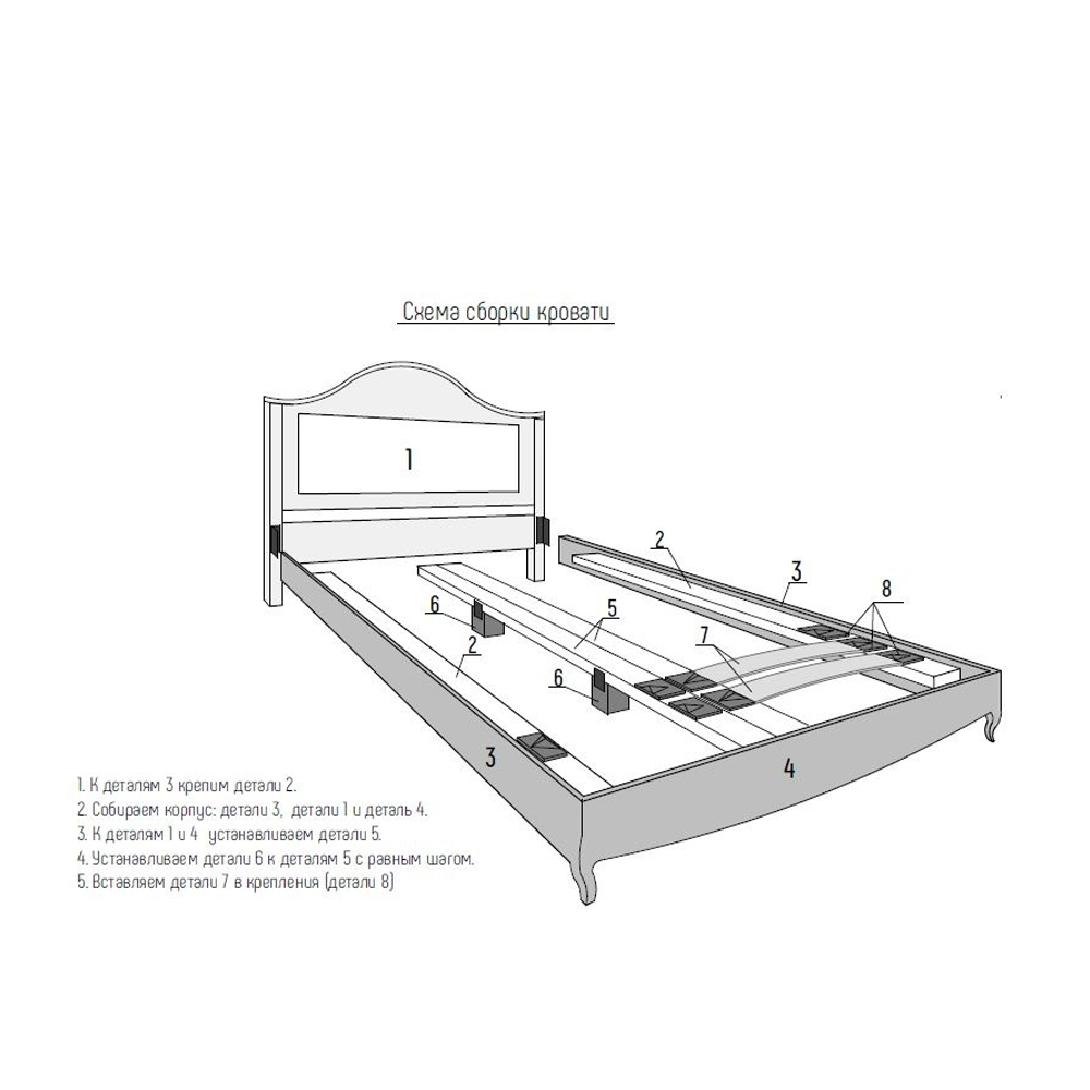 Кровать из массива бука с жёстким изголовьем Tasteful Furniture в Екатеринбурге