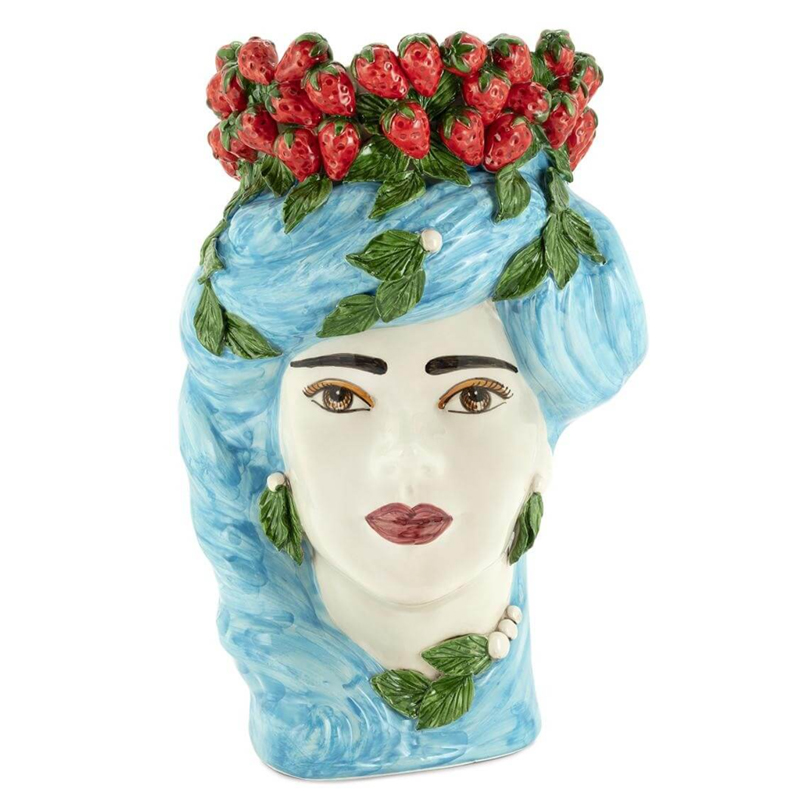 Ваза VASE STRAWBERRIES HEAD LADY BIG Blue Красный Голубой в Екатеринбурге | Loft Concept 