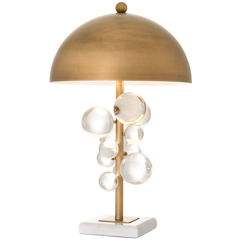 Настольная лампа Eichholtz Table Lamp Floral Латунь Античная полированная Прозрачное Стекло Белый в Екатеринбурге | Loft Concept 