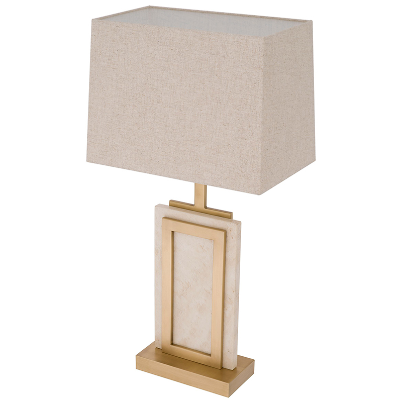 Настольная лампа Eichholtz Table Lamp Murray Travertine Бежевый Латунь в Екатеринбурге | Loft Concept 