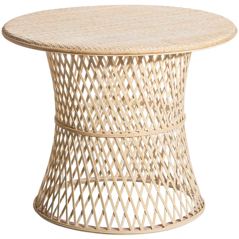 Круглый приставной стол из бамбука Woven Bamboo Side Table Бежевый в Екатеринбурге | Loft Concept 