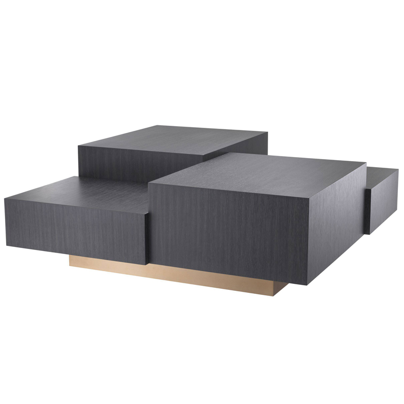 Кофейный стол Eichholtz Coffee Table Nerone Дерево Темно-Серый Матовая латунь в Екатеринбурге | Loft Concept 