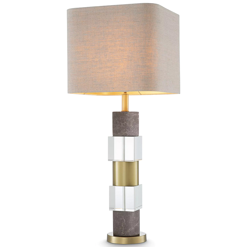 Настольная лампа Eichholtz Table Lamp Cullingham Grey Marble Латунь Прозрачное Стекло Серый Бежево-серый в Екатеринбурге | Loft Concept 