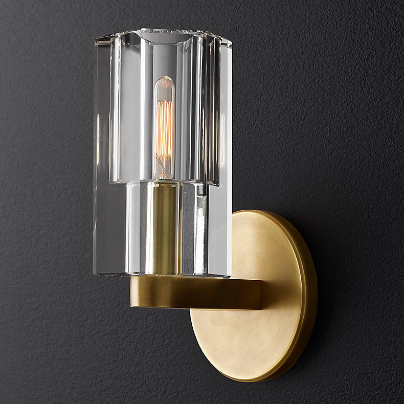 Бра Restoration Hardware Arcachon Single Sconce Прозрачное Стекло Латунь в Екатеринбурге | Loft Concept 