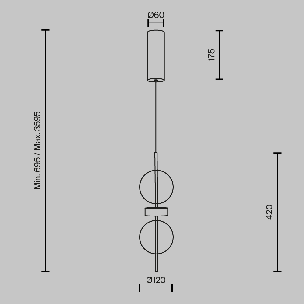Подвесной светильник с плафоном из стекла с зеркальным градиентом Double Moon в Екатеринбурге
