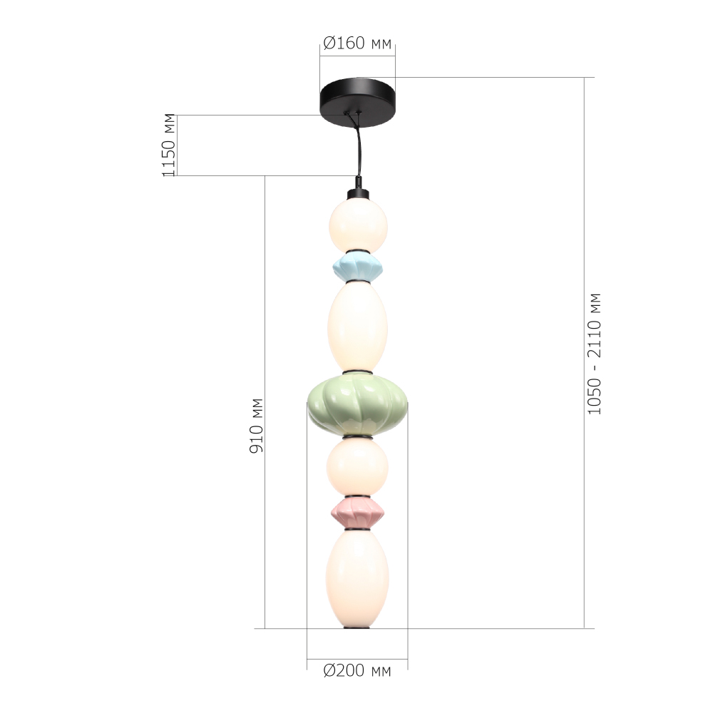 Подвесной светильник фигурный с керамическими элементами 32W LED Fragrant Light в Екатеринбурге