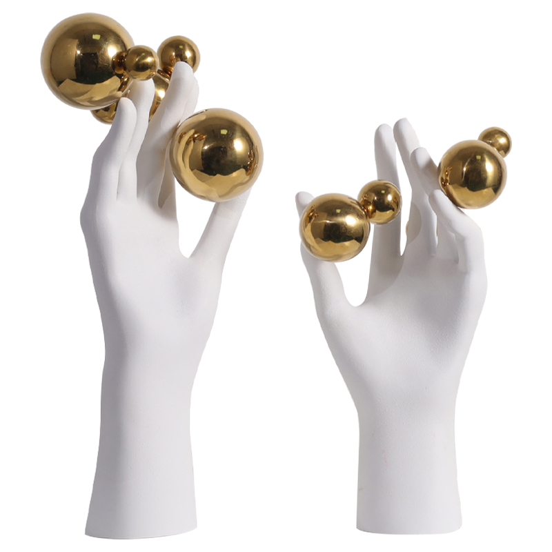 Декоративная статуэтка Hand with Spheres Statuette Белый Глянцевое золото в Екатеринбурге | Loft Concept 