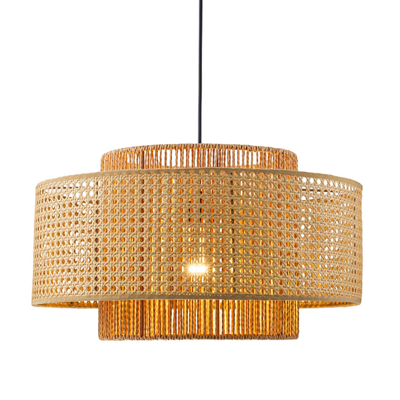 Подвесной светильник с абажуром из плтеного бамбука Light Inside the Cell Бежевый Черный в Екатеринбурге | Loft Concept 