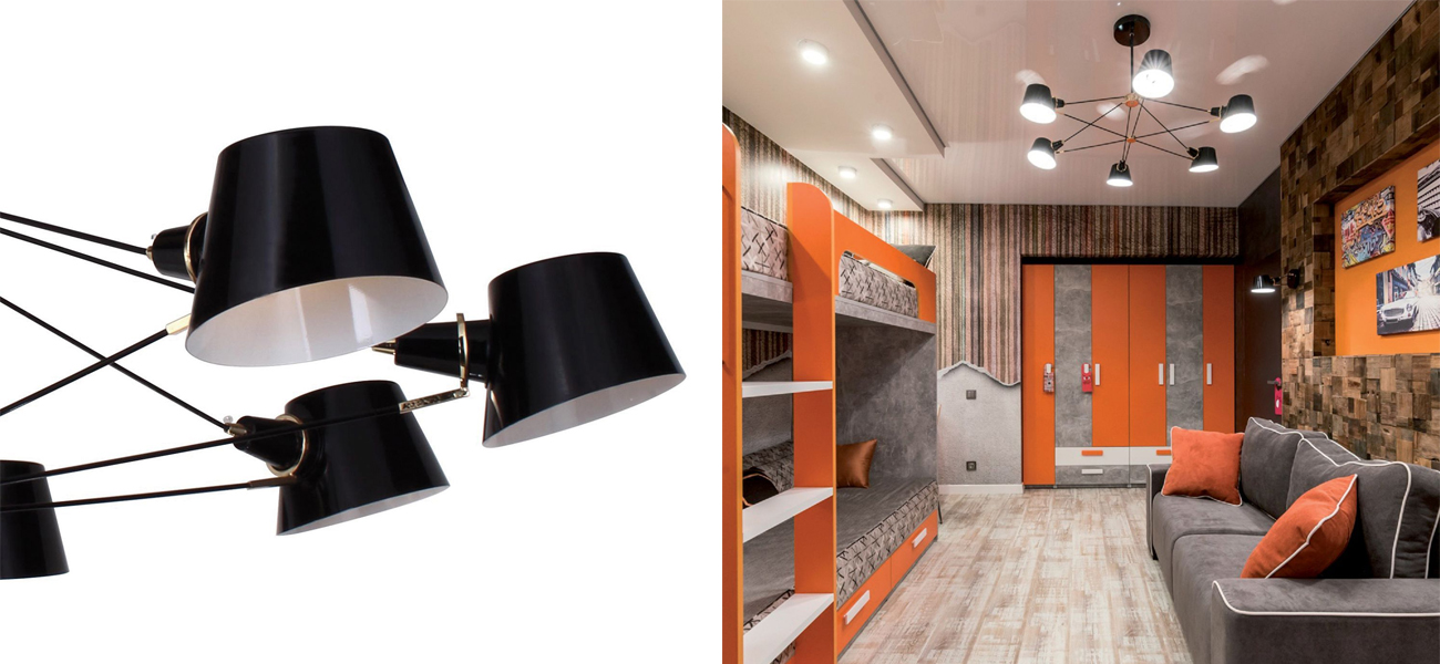 Черная люстра с декором золотого цвета Retro Future  - фото