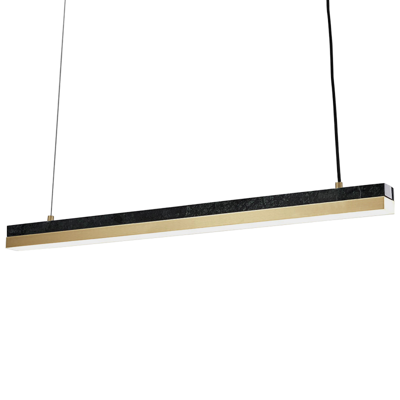 Линейный подвесной светильник Dominik Marble Linear Hanging Lamp Черный Мрамор Nero Золотой в Екатеринбурге | Loft Concept 