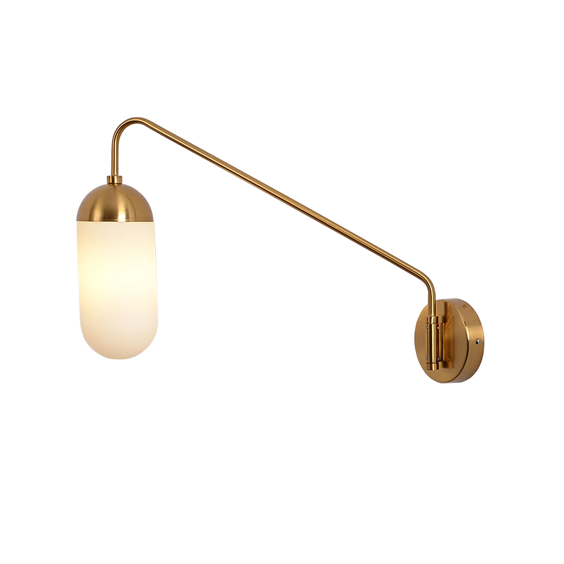 Бра Pelle Sconce, Long Gooseneck Clear Shade Латунь Белый в Екатеринбурге | Loft Concept 