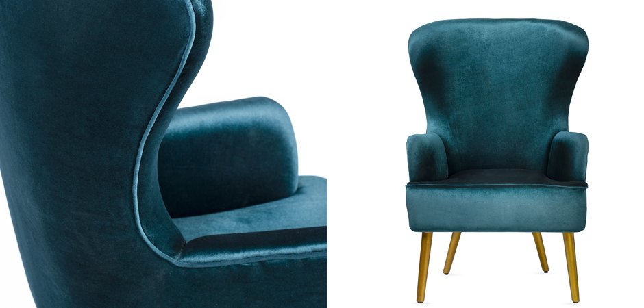 Кресло Wingback Dining Chair turquoise velor Кресло Wingback Dining Chair turquoise velor - Loft-Concept в Екатеринбурге