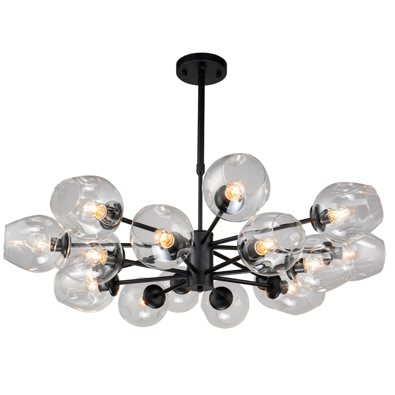 Люстра Branching Bubble Chandelier black 16 Черный Прозрачный в Екатеринбурге | Loft Concept 