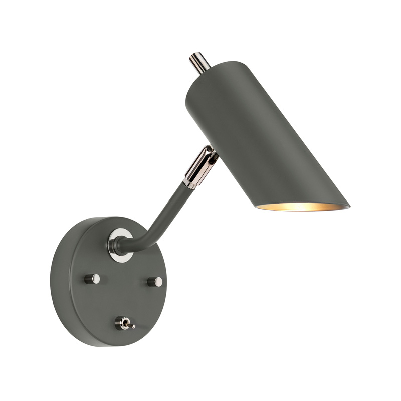 Бра с цилиндрическим плафоном и круглым основанием с выключателем Elstead Lighting Никель Серый в Екатеринбурге | Loft Concept 
