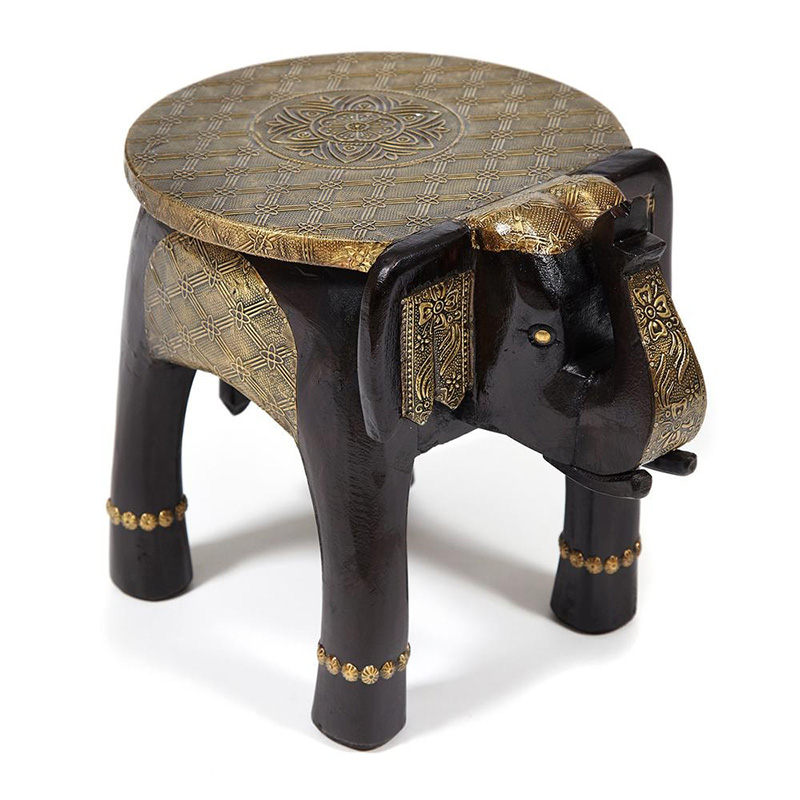 Журнальный стол Antique Indian Brass Mango Wood Elephant Table Черный Латунь в Екатеринбурге | Loft Concept 