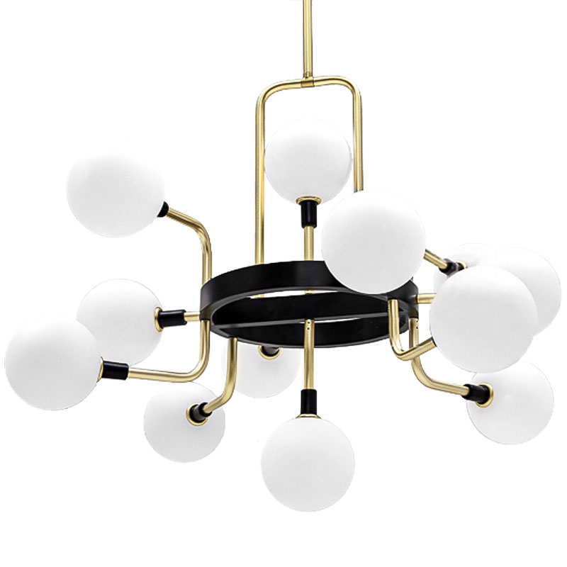 Люстра TECH Lighting Viaggio Chandelier 12 Черный Белый Глянцевое золото в Екатеринбурге | Loft Concept 