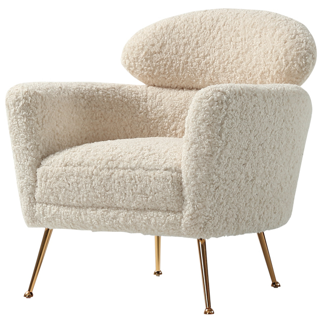 Кресло Milk Boucle Chair Молочный Золотой в Екатеринбурге | Loft Concept 