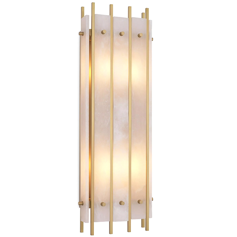 Бра Eichholtz Wall Lamp Sparks L Alabaster Латунь Бежевый Белый Мрамор Bianco в Екатеринбурге | Loft Concept 