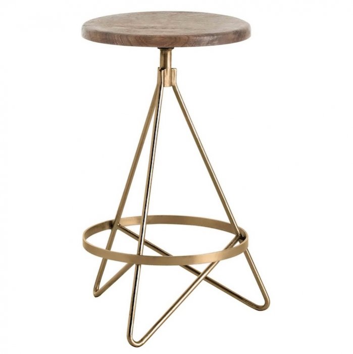 Барный стул Industrial Vintage Brass Iron Swivel Bar Stool Золотой Коричневый в Екатеринбурге | Loft Concept 