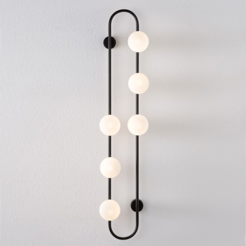 Бра HOOP WALL Lamp Black 6 Черный Белый в Екатеринбурге | Loft Concept 