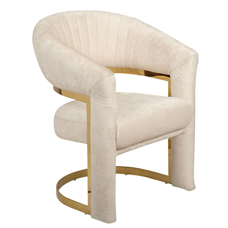 Полукресло Valbonne Chair cream velour Кремовый Глянцевое золото в Екатеринбурге | Loft Concept 