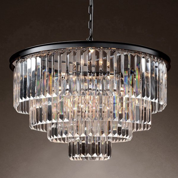 Люстра RH 1920s Odeon Clear Glass Fringe Chandelier -60 Черный в Екатеринбурге | Loft Concept 