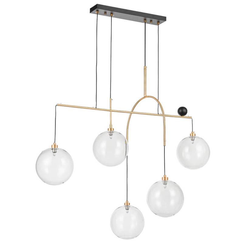 Люстра Five Hanging Balls Chandelier Золотой Прозрачный Черный в Екатеринбурге | Loft Concept 