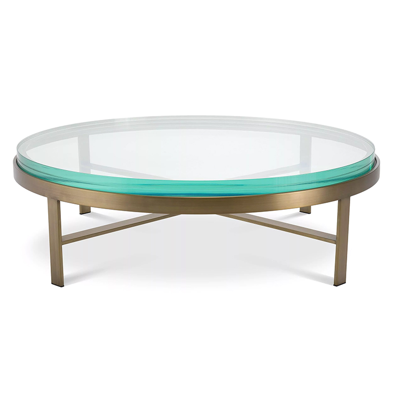 Кофейный стол Eichholtz Coffee Table Hoxton Латунь Прозрачное Стекло Бирюзовый в Екатеринбурге | Loft Concept 