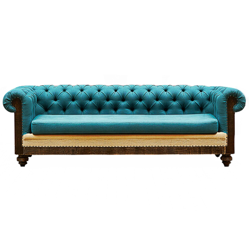 Диван Deconstructed Chesterfield Sofa triple turquoise Linen Коричневый Бирюзовый ivory ( слоновая кость ) в Екатеринбурге | Loft Concept 