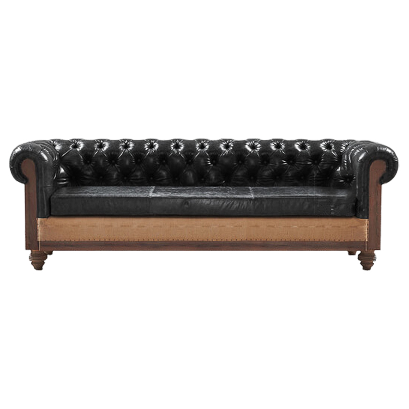 Диван Deconstructed Chesterfield Sofa triple Black leather Коричневый Черный в Екатеринбурге | Loft Concept 