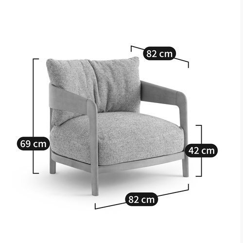 Кресло с каркасом из массива ясеня Deniaud Ash Grey Armchair в Екатеринбурге