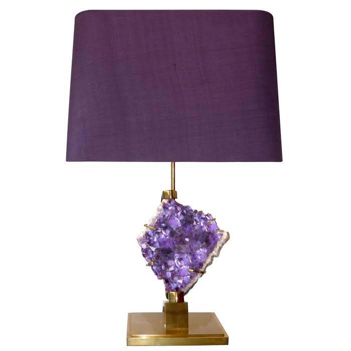 Настольная лампа Bronze and Amethyst Lamp Глянцевое золото Сиреневый в Екатеринбурге | Loft Concept 