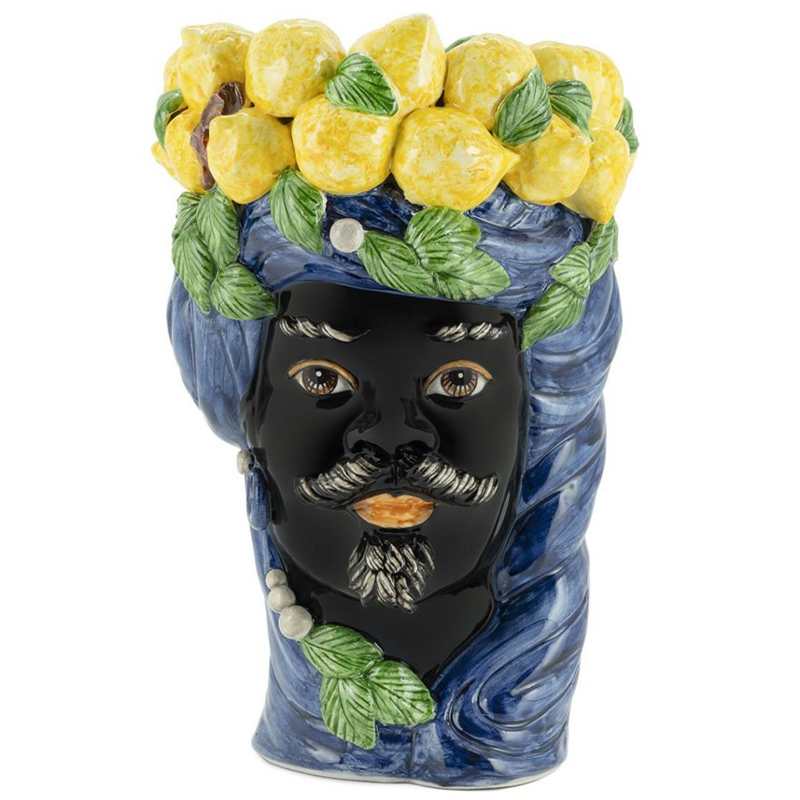 Ваза Vase Lemon Head Man Blue Синий Черный Желтый Зеленый в Екатеринбурге | Loft Concept 