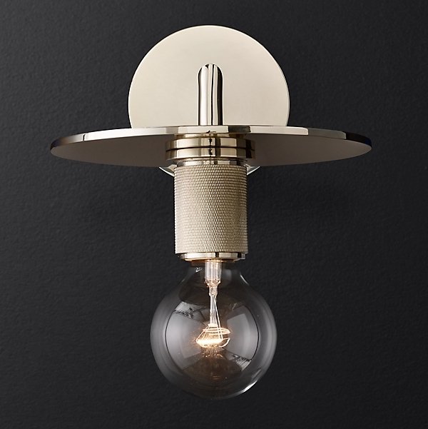 Бра RH Utilitaire Knurled Disk Shade Sconce Silver Никель в Екатеринбурге | Loft Concept 