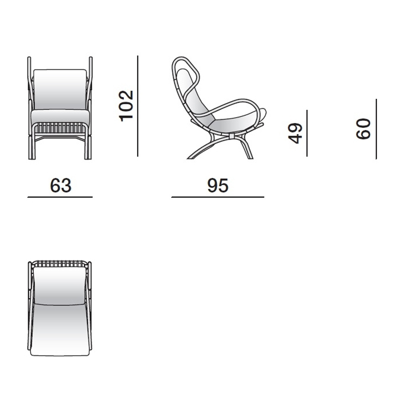 Дизайнерское кресло из ротанга Gio Ponti CONTINUUM D.163.7 BY BONACINA 1889 Armchair в Екатеринбурге