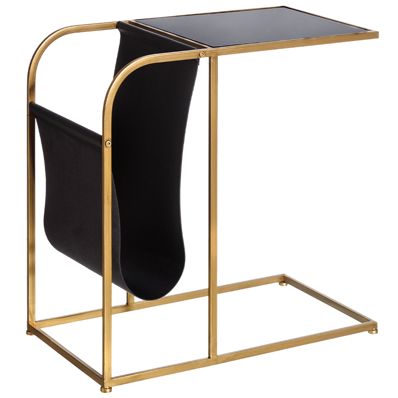 Приставной столик с подставкой для газет и журналов Kurtis Side Table Черный Золотой Приставной столик с подставкой для газет и журналов Kurtis Side Table Черный Золотой в Екатеринбурге | Loft Concept