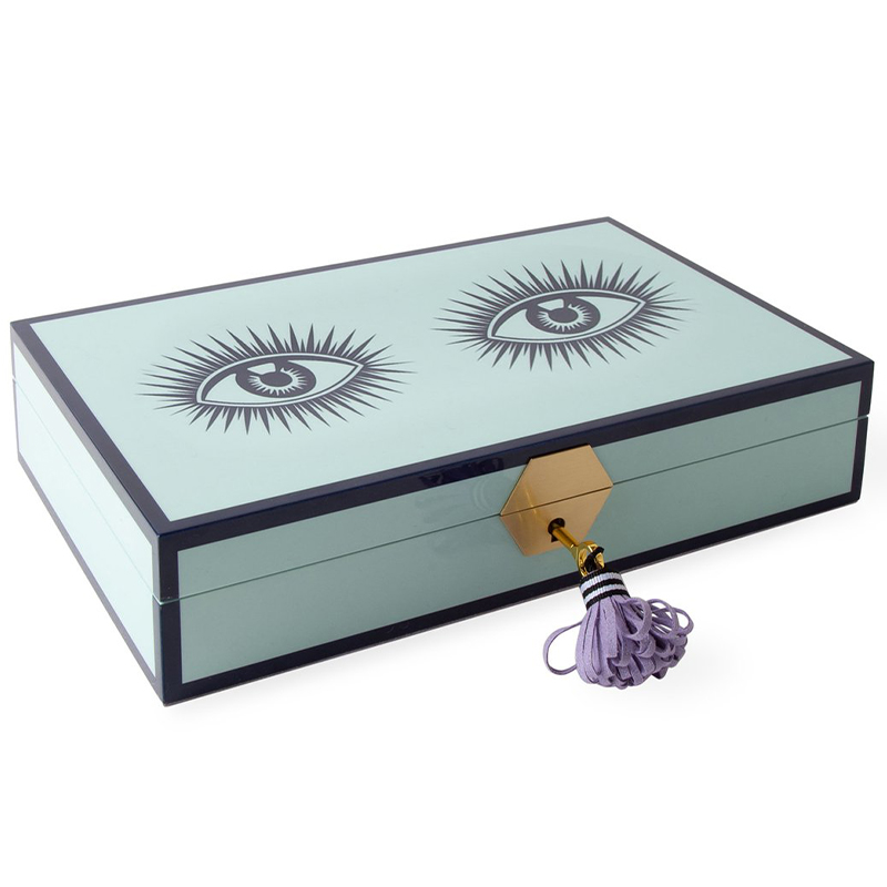 Шкатулка LE WINK LACQUER JEWELRY BOX  Jonathan Adler Мятный Сиреневый Темно-синий в Екатеринбурге | Loft Concept 