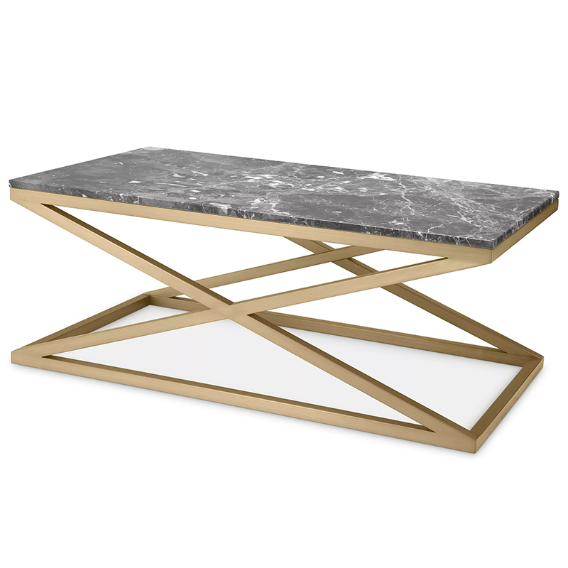 Кофейный стол Eichholtz Coffee Table Criss Cross Латунь Серый в Екатеринбурге | Loft Concept 