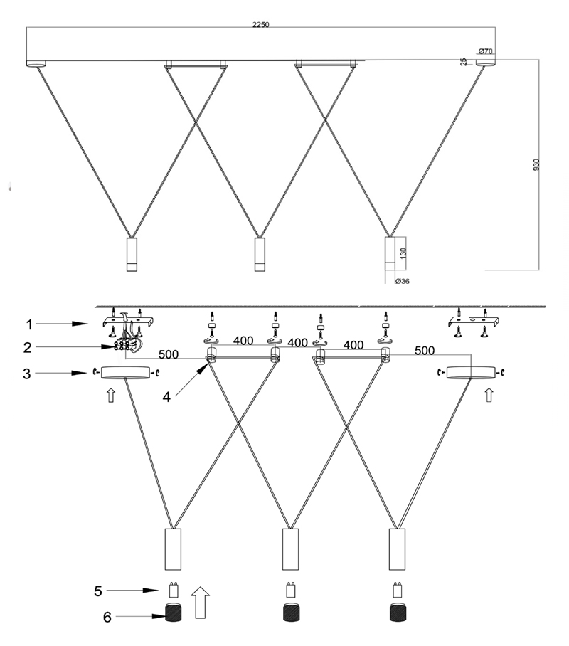 Wireflow LED White Suspension lam 3 патрона в Екатеринбурге