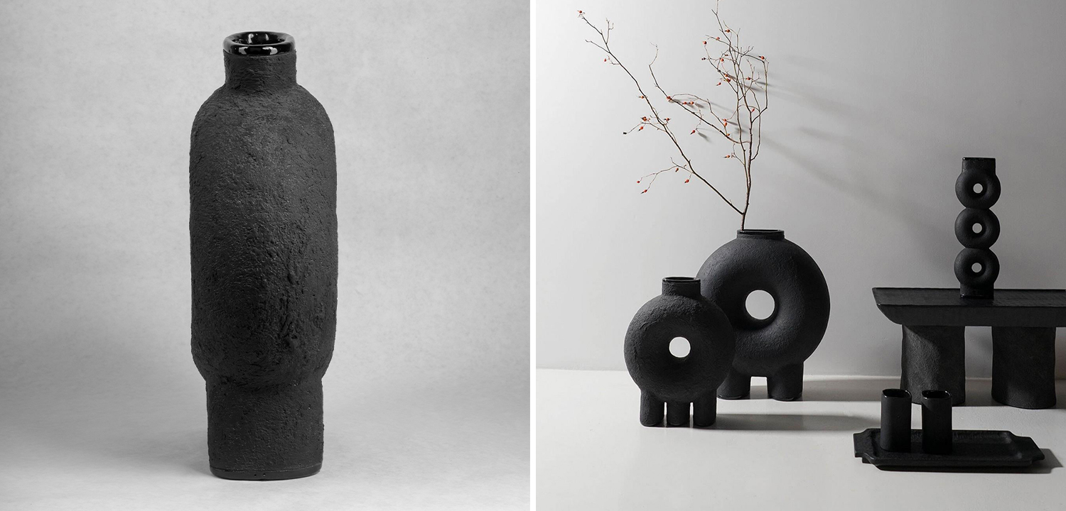 Ваза дизайнерская Черная Two Legs Sculpted Ceramic Vase by Faina - фото №1