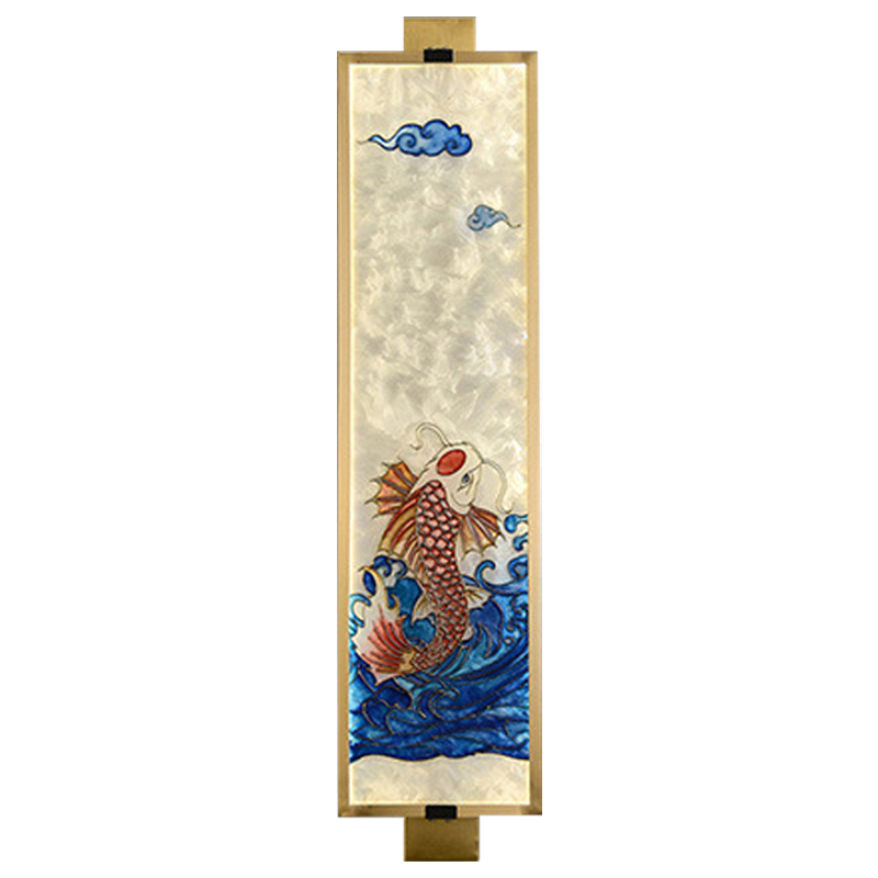 Настенный светильник Red Fish Oriental Scenes Wall Lamp Мульти Золотой Синий Красный в Екатеринбурге | Loft Concept 