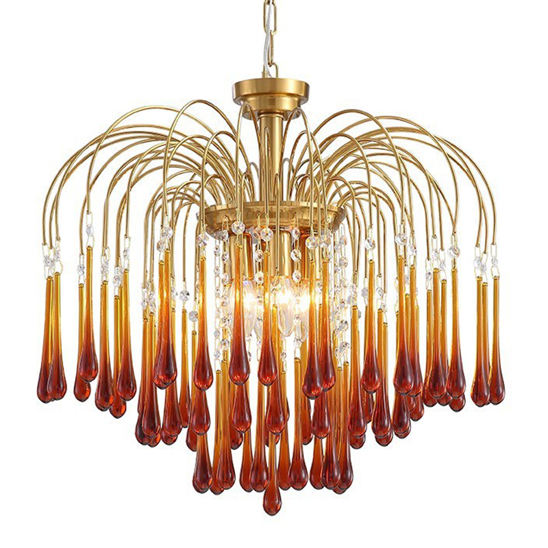 Дизайнерская люстра Amber Drops Chandelier Золотой Янтарный в Екатеринбурге | Loft Concept 