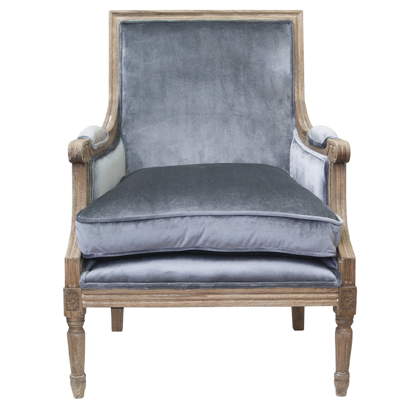 Кресло William Classical Armchair grey velvet Серый Коричневый в Екатеринбурге | Loft Concept 