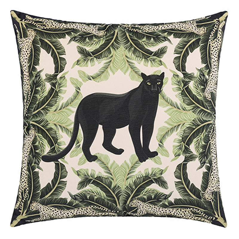 Декоративная подушка Черная Пантера Black Panther Cushion Бежевый Черный Зеленый в Екатеринбурге | Loft Concept 